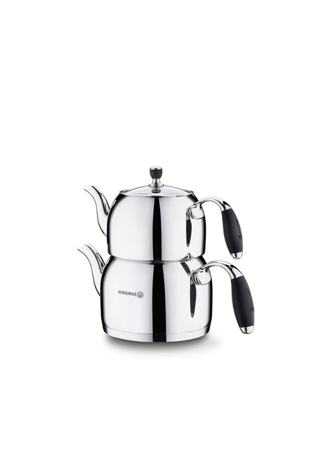 KORKMAZ Flora Black Maxi Teapot Set 2 lt A119 - MALLTURK