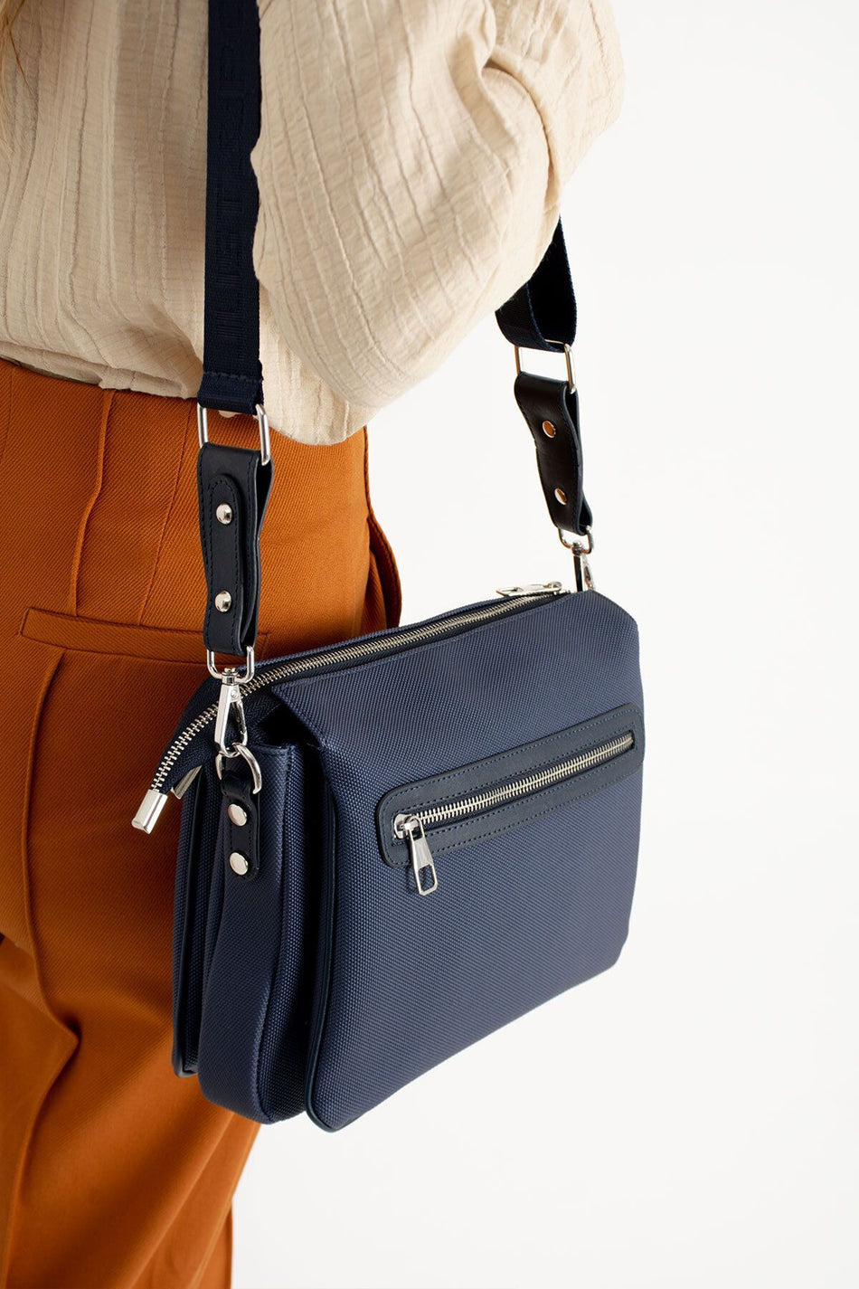 Just Polo Navy Blue Long Strap 5 Compartment Special Edition Women's Crossbody Messenger Shoulder Bag - MALLTURK
