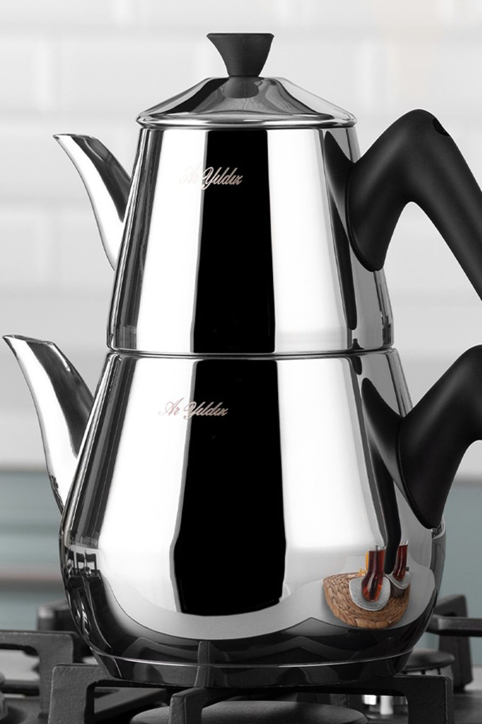 Aryildiz Optimal Medium Size Stainless Steel Teapot Set - MALLTURK