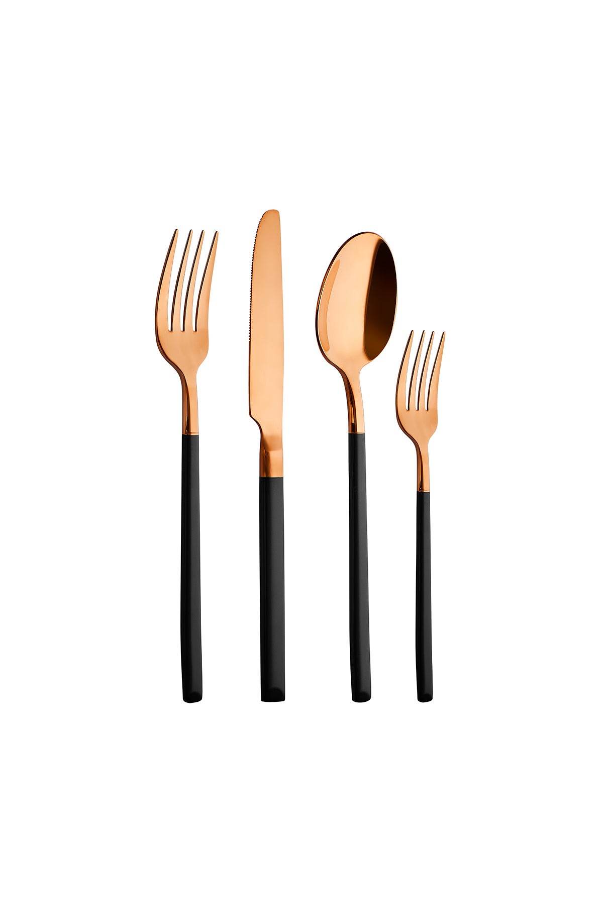Aryildiz soho prestige bronz 24 Piece 6 Place Setting siyah Flatware Set - MALLTURK