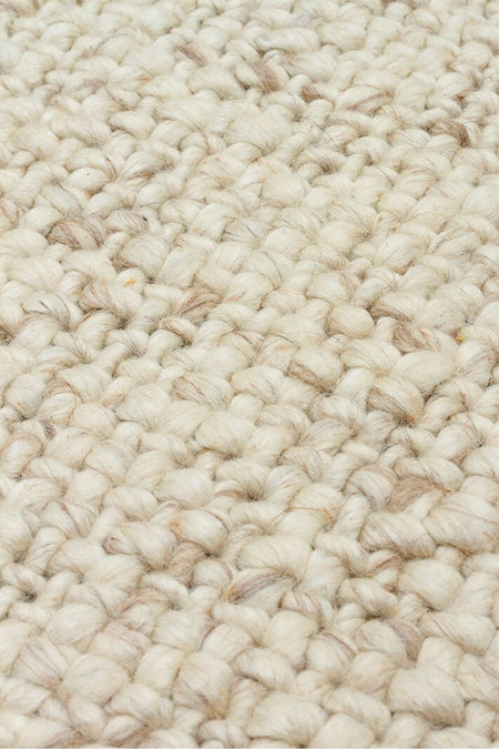 Vog Rug Loopy Hand-Woven Pure Wool and Cotton Rug Scandinavian Style Soft Textured Beige/Gray/Cream Color VogCHK