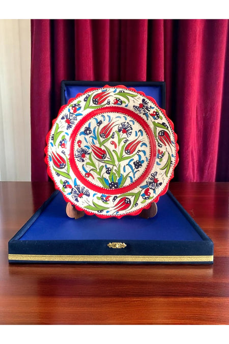 STORESZA Velvet Gift Box 25cm Handmade Sable Tile Plate - Red - MALLTURK