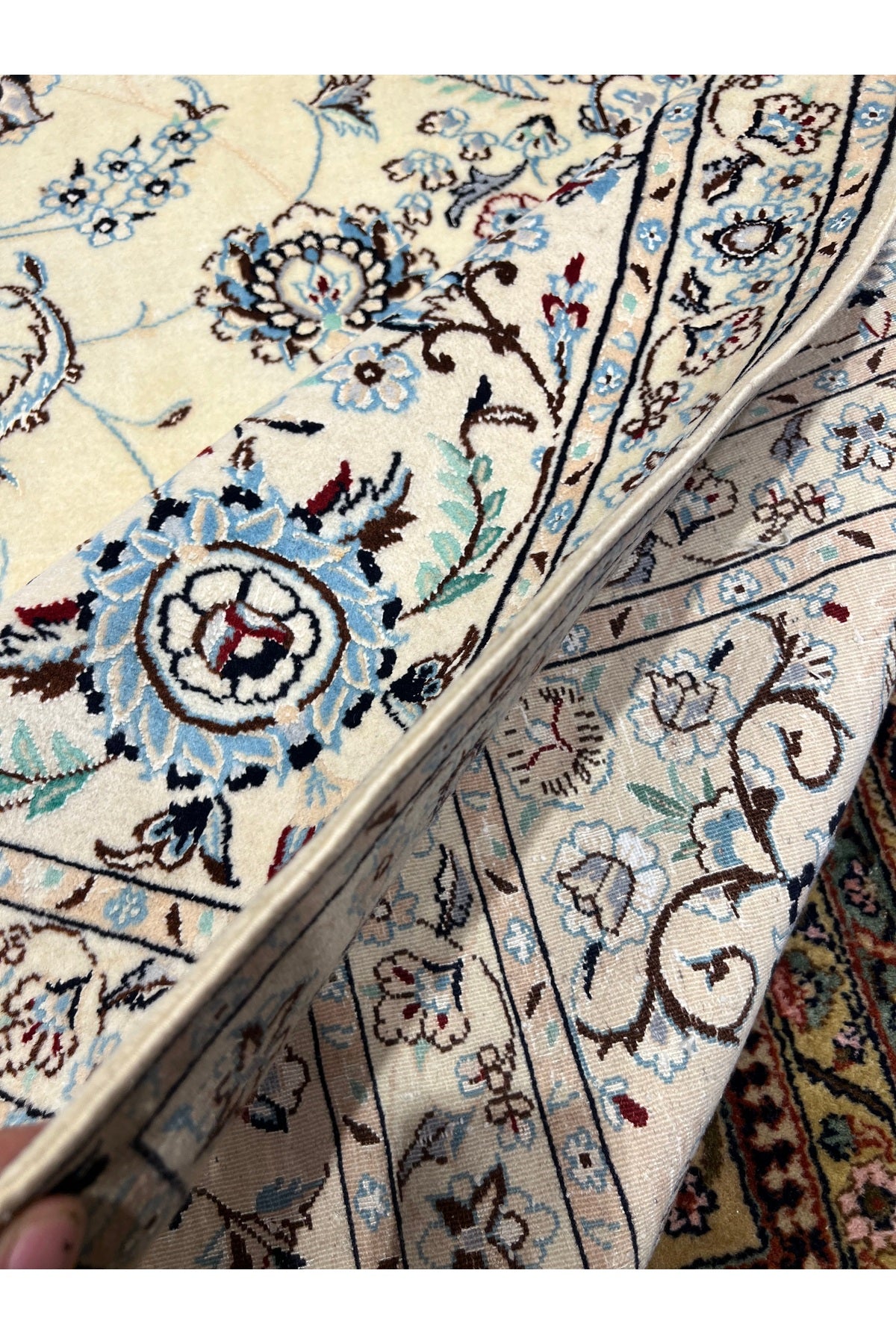 RD RAMAZAN DAG Hand Rug Art Hand-Woven Iranian Nain Rug Wool Blend Premium Quality Size 365x247 - MALLTURK