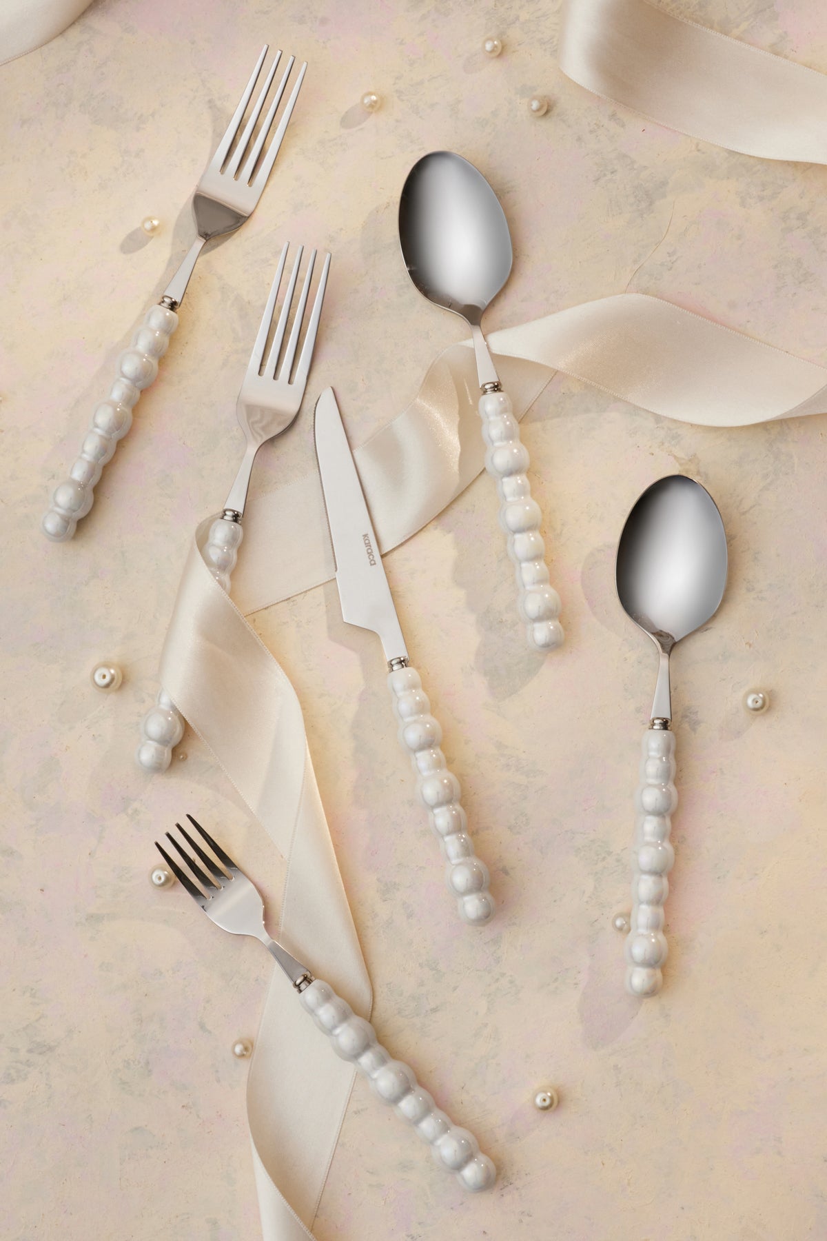 Karaca marin pearl 24 Piece 6 Place Setting Flatware Set - MALLTURK