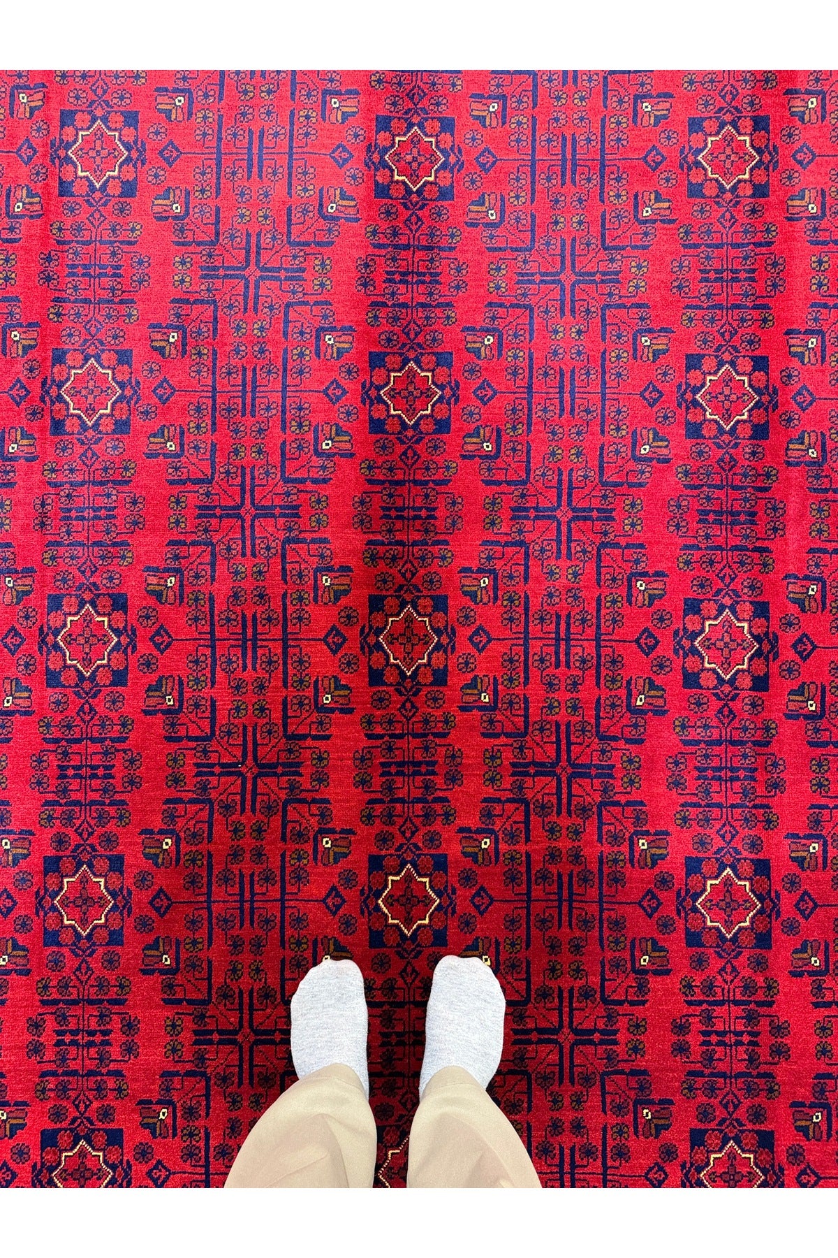 Afghan Rug Hand-Woven Hamyap 6 Meter 100% Wool Natural Dye Yildiz Pattern