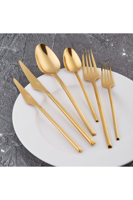 Jumbo 5500 titanyum gold 12 Place Setting 84 Piece Flatware Set - MALLTURK