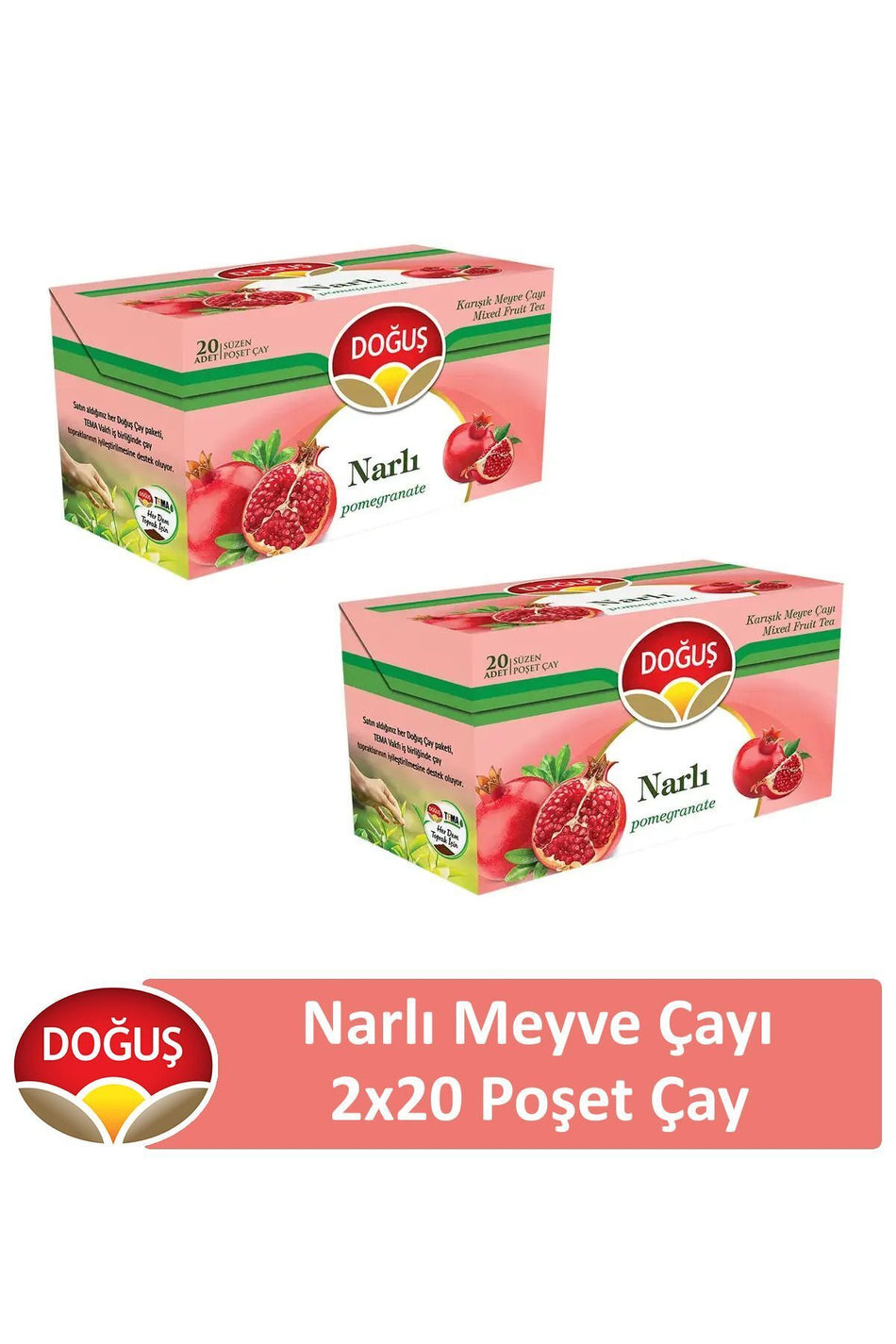 Chá de fruta mista de romã Dogus, 20 saquetas x 2 embalagens