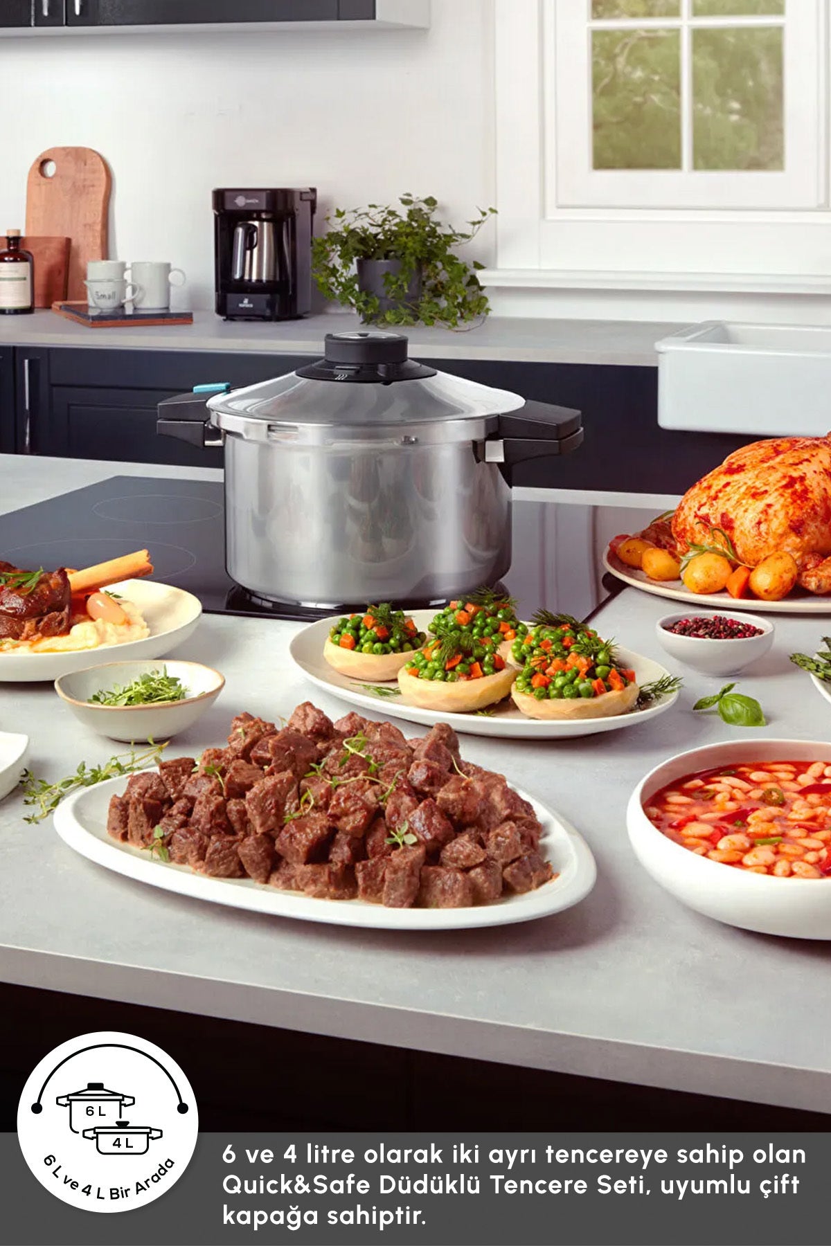 Karaca Quick And Safe induction Base Pressure Cooker Set 4+6 Lt - MALLTURK