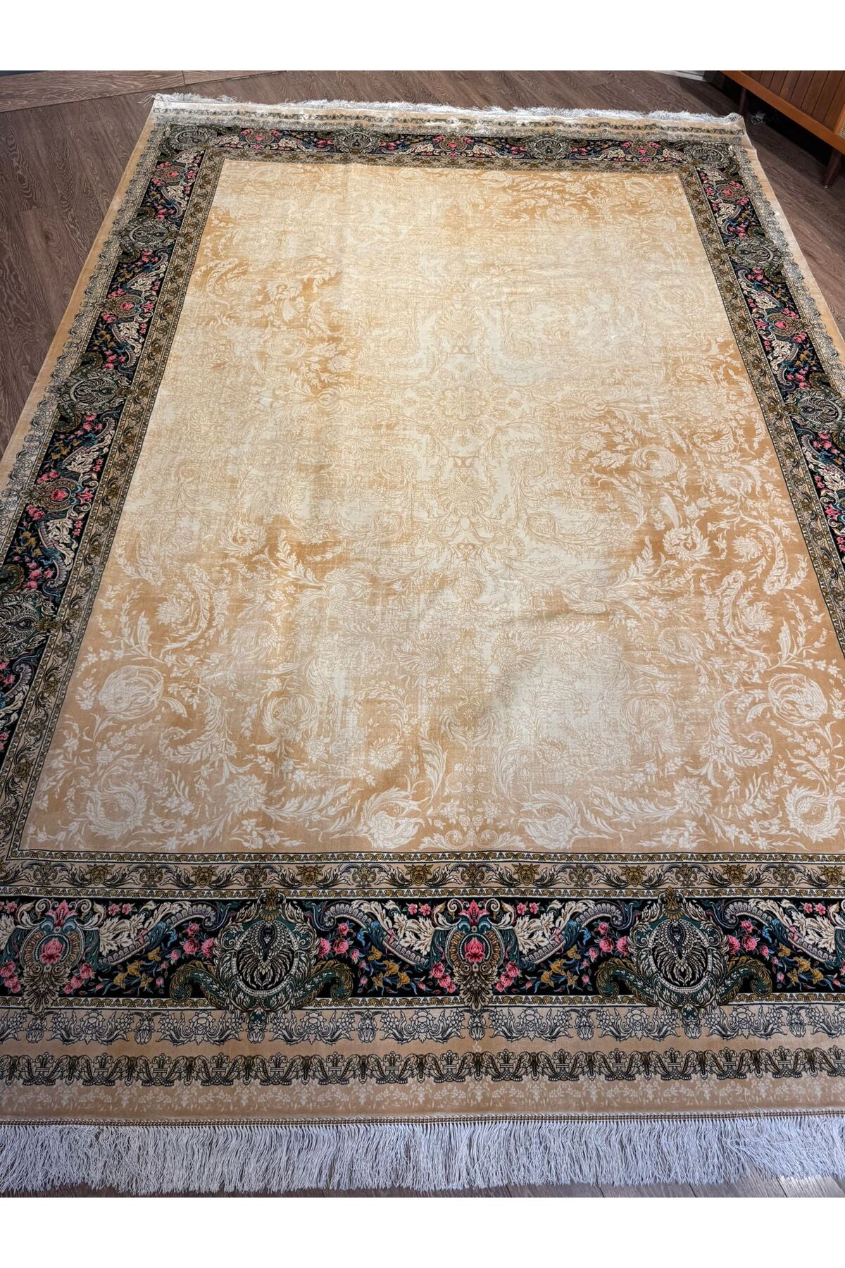 Rustikev Iranian Silk Peacock Rug
