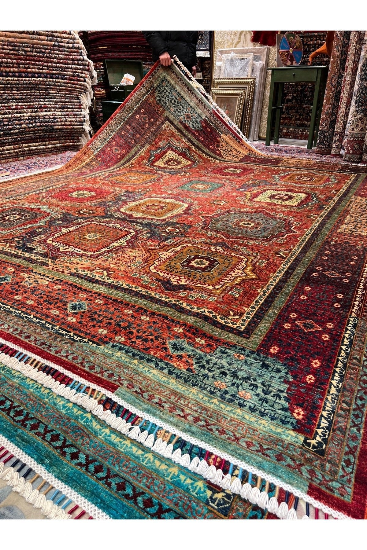 RD RAMAZAN DAG Hand Rug Art Hand-Woven Afgan Memluk Rug Size 302x252 - MALLTURK