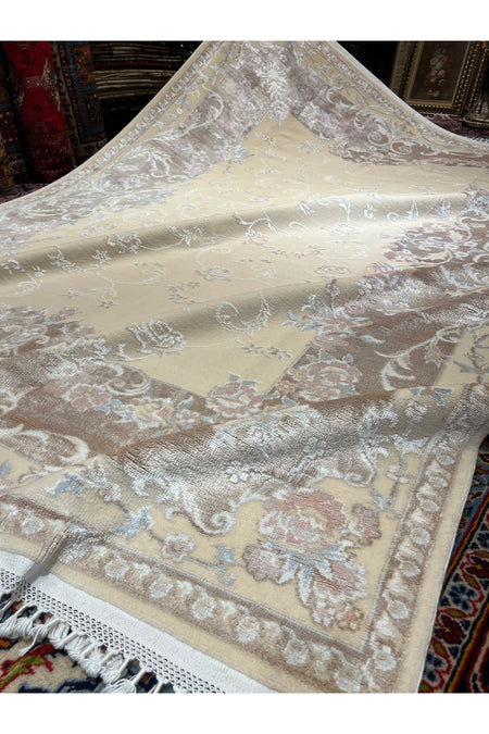 RD RAMAZAN DAG Hand Rug Art Hand-Woven Silk Blend Usak Rug Special Weave Size 300x200 - MALLTURK