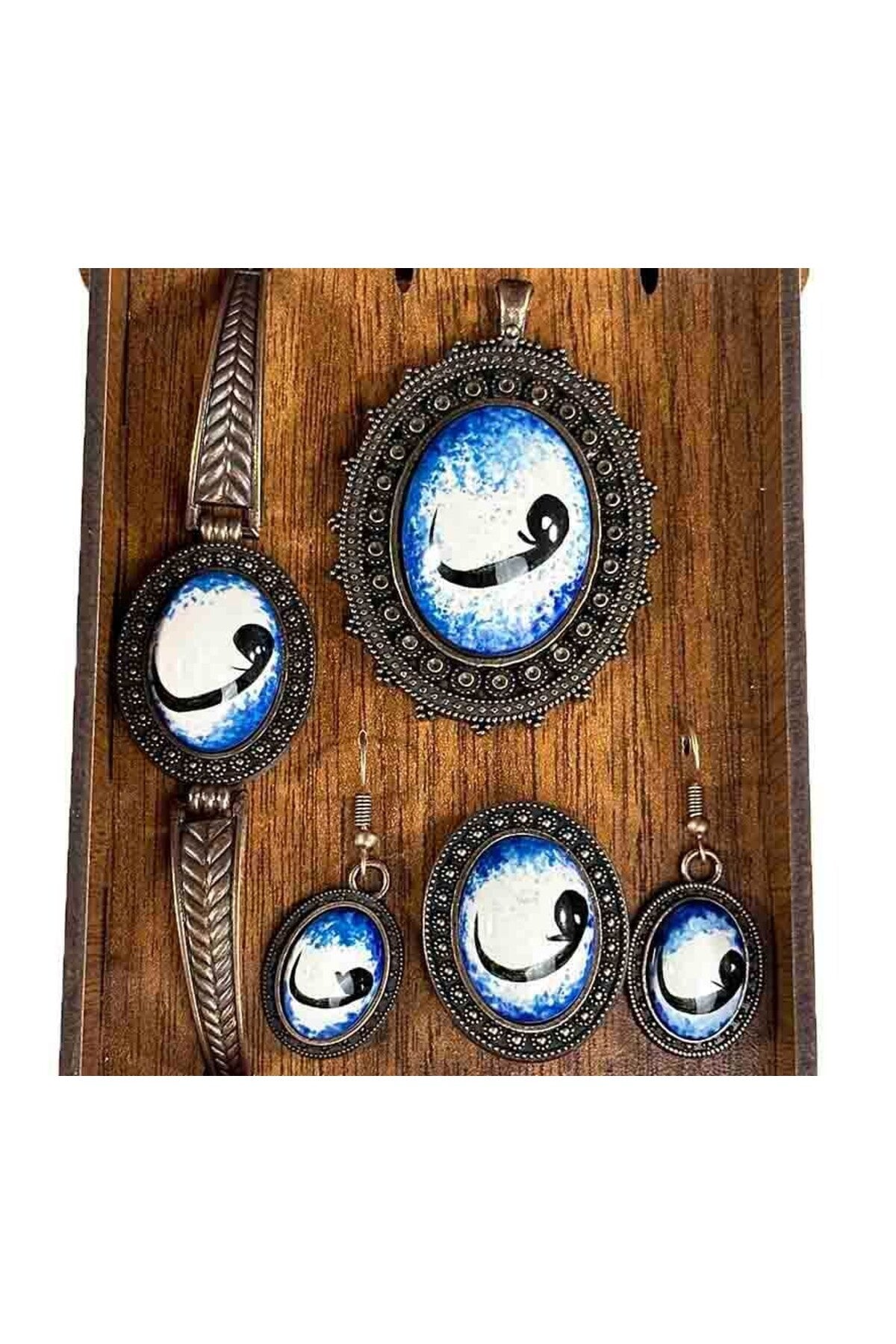 Cini Evi Religious Gift Vav Patterned Iznik Tile Jewelry Set - MALLTURK