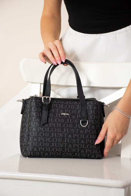 Just Polo Women's Hand and Shoulder Bag, New Season, Black, SIZE: Height 18 cm, Width 25 cm - MALLTURK