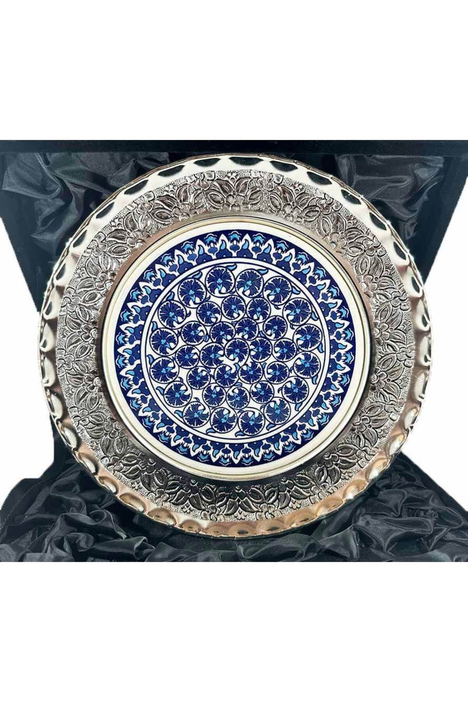 Cini Evi Blue Carnation Silver Plate 25cm - MALLTURK