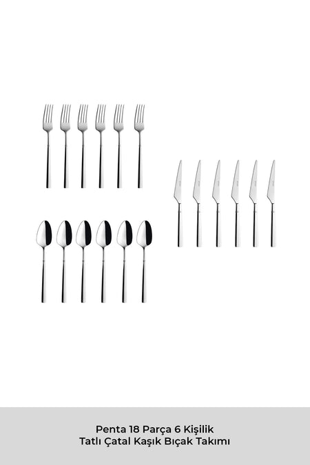 Emsan penta 18 Piece 6 Place Setting tatli Flatware Set - MALLTURK