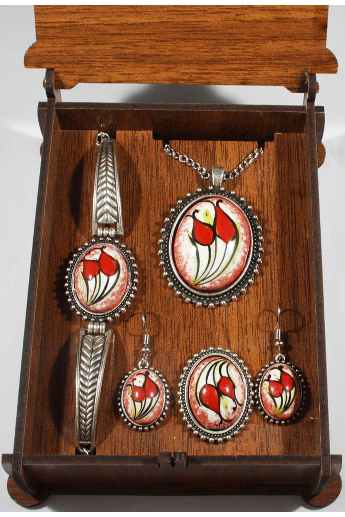 Cini Evi New Year Gift Tulip Patterned Iznik Tile Jewelry Set - MALLTURK