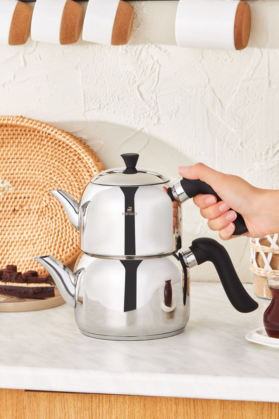 Karaca Edena induction Base Midi Teapot Set, Black - MALLTURK