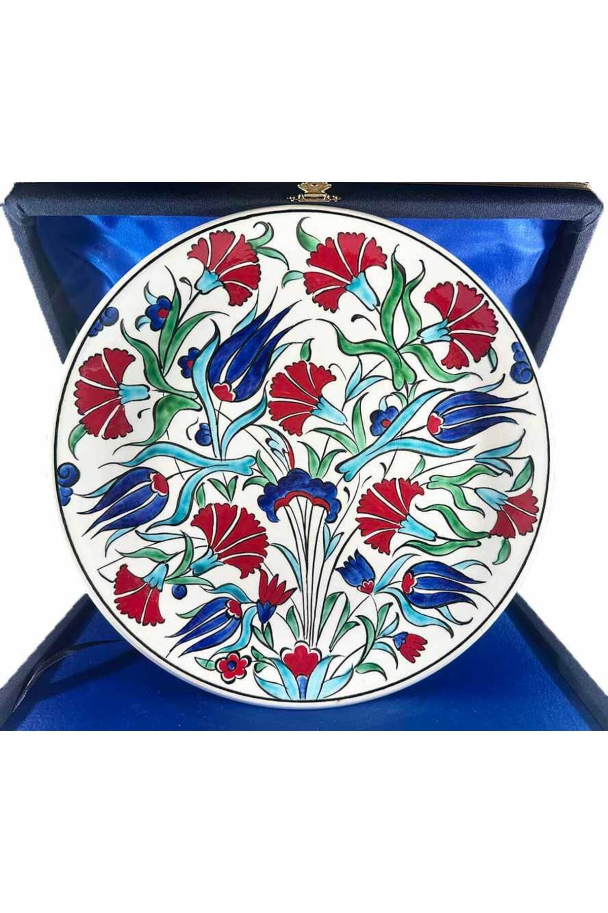 Cini Evi Cultural Miras, Carnation and Tulip Garden Iznik Tile Plate - MALLTURK