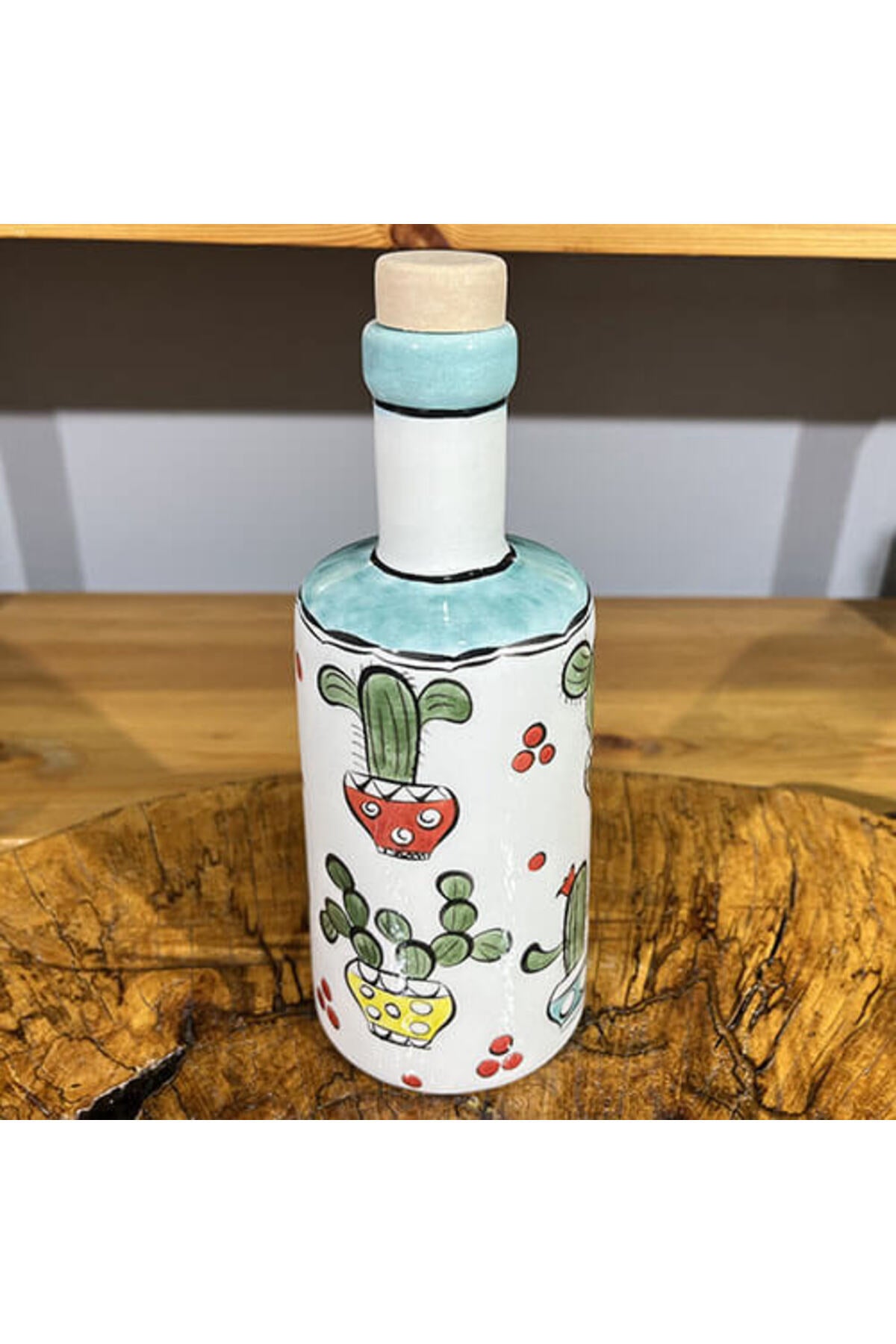 Cini Evi Kaktus Patterned Iznik Tile Oil Dispenser - MALLTURK