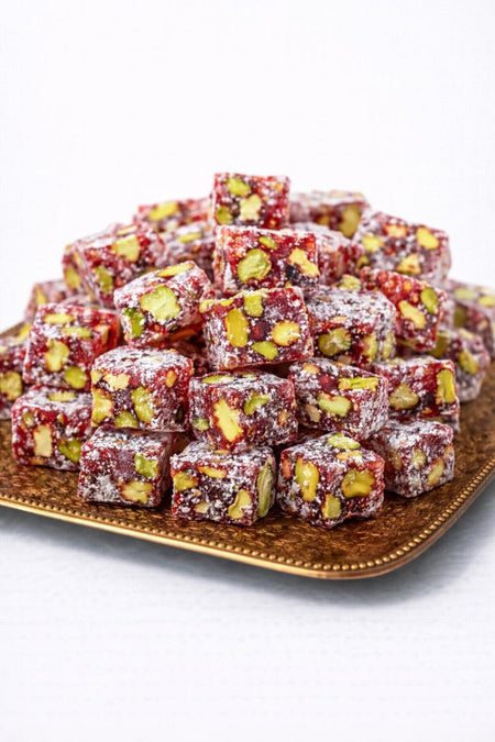 ARTUKBEY Double Roasted Pomegranate Flavored Pistachio Turkish Delight 500 g - MALLTURK