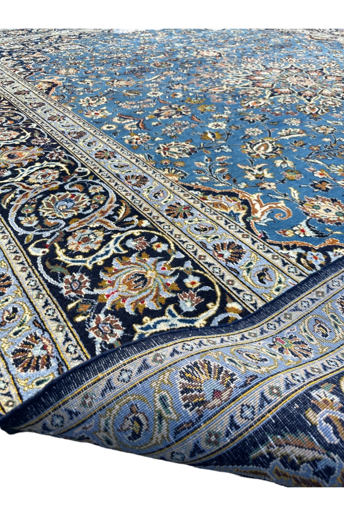 BURAK Rug Hand-Woven Iranian Nain Rug 305X410 Turquoise %100 Wool 12,5 M2 Large Living Room Rug - MALLTURK