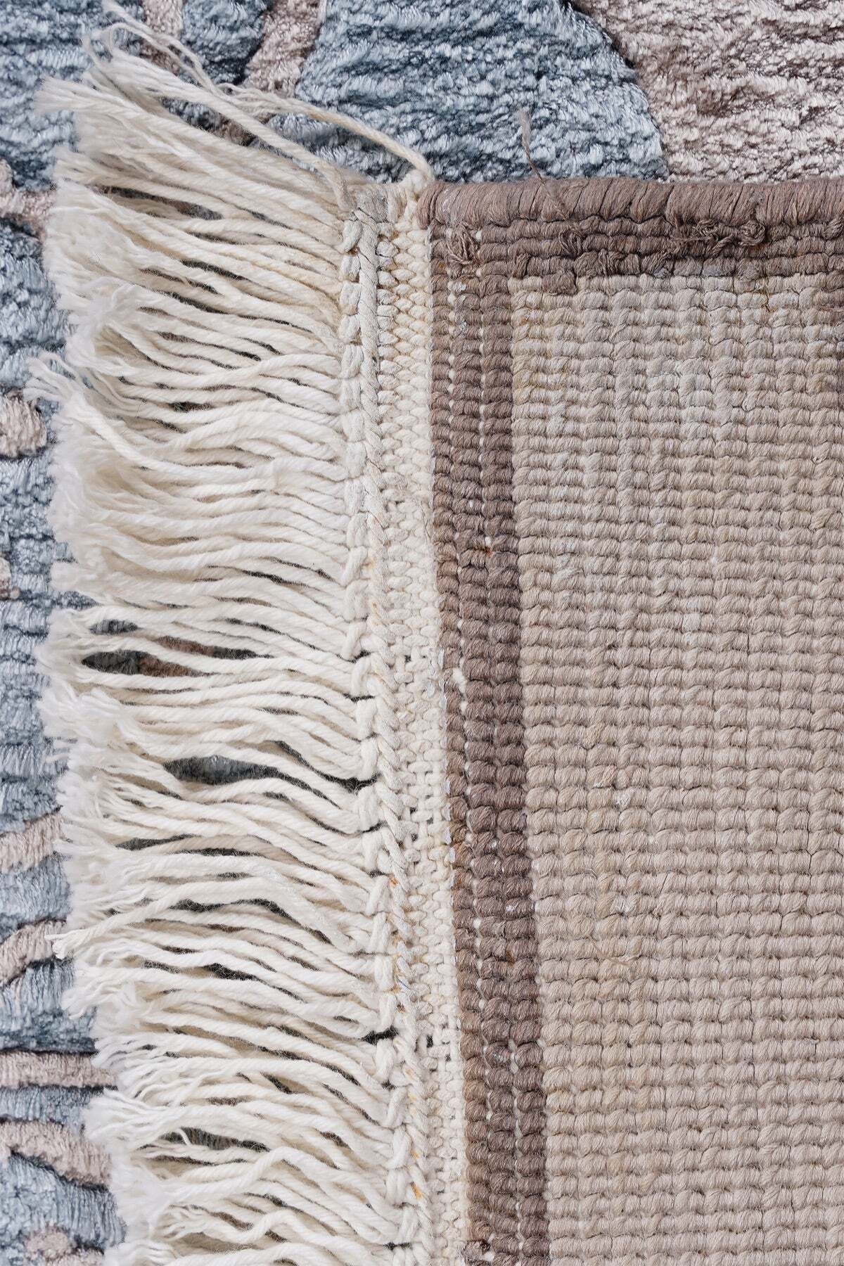 Naar Hali Nepal 3647 Brown/Blue Modern Handwoven Runner Rug 80x300 - MALLTURK