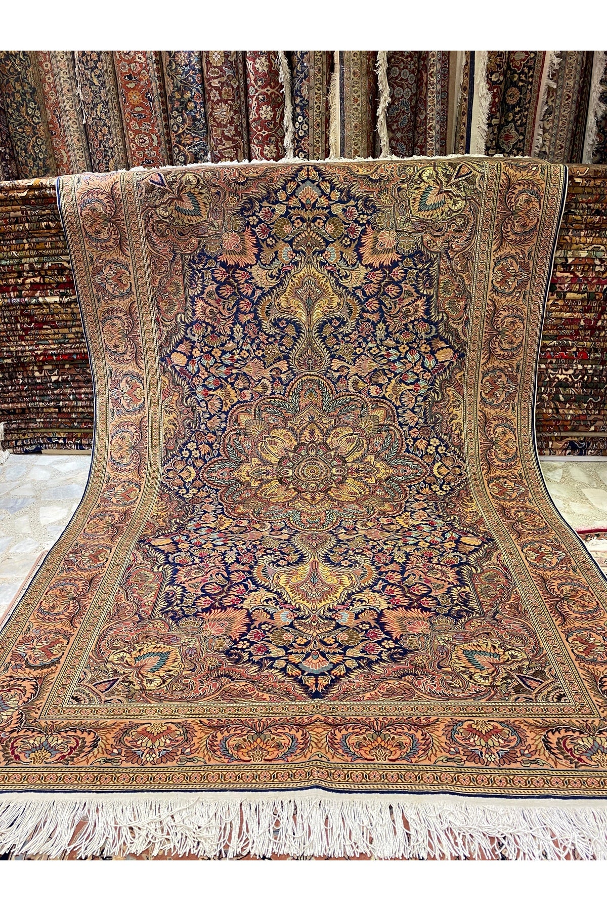 RD RAMAZAN DAG Hand Rug Art Hand-Woven Kayseri Hacilar Weave Premium Quality Cotton Fringe with Wool Weave Size 300x200 - MALLTURK