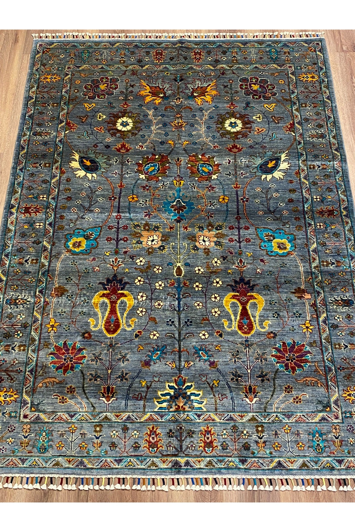 fethiyehalikilim Hand-Woven Afghan Sultani Rug 100% Wool Natural Boya, Natural Pattern, 210x150 cm