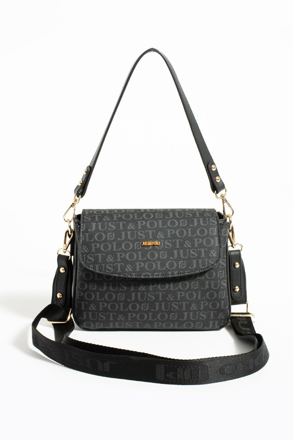 Just Polo Paris Black Women's 2-Compartment Shoulder Bag - MALLTURK