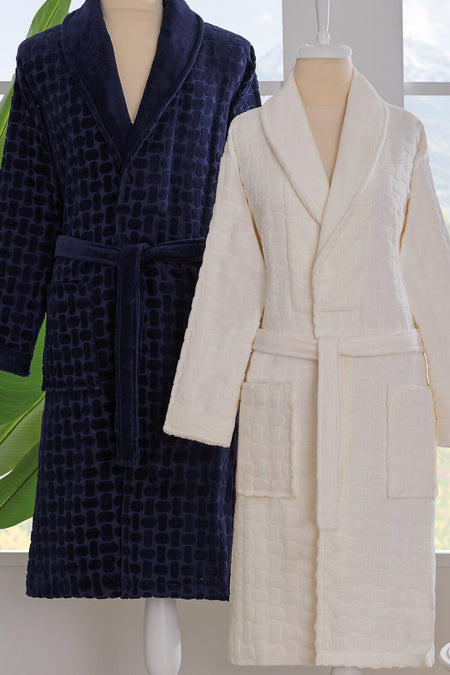 Ozdilek Tricot Velvet Family Bathrobe Set - MALLTURK