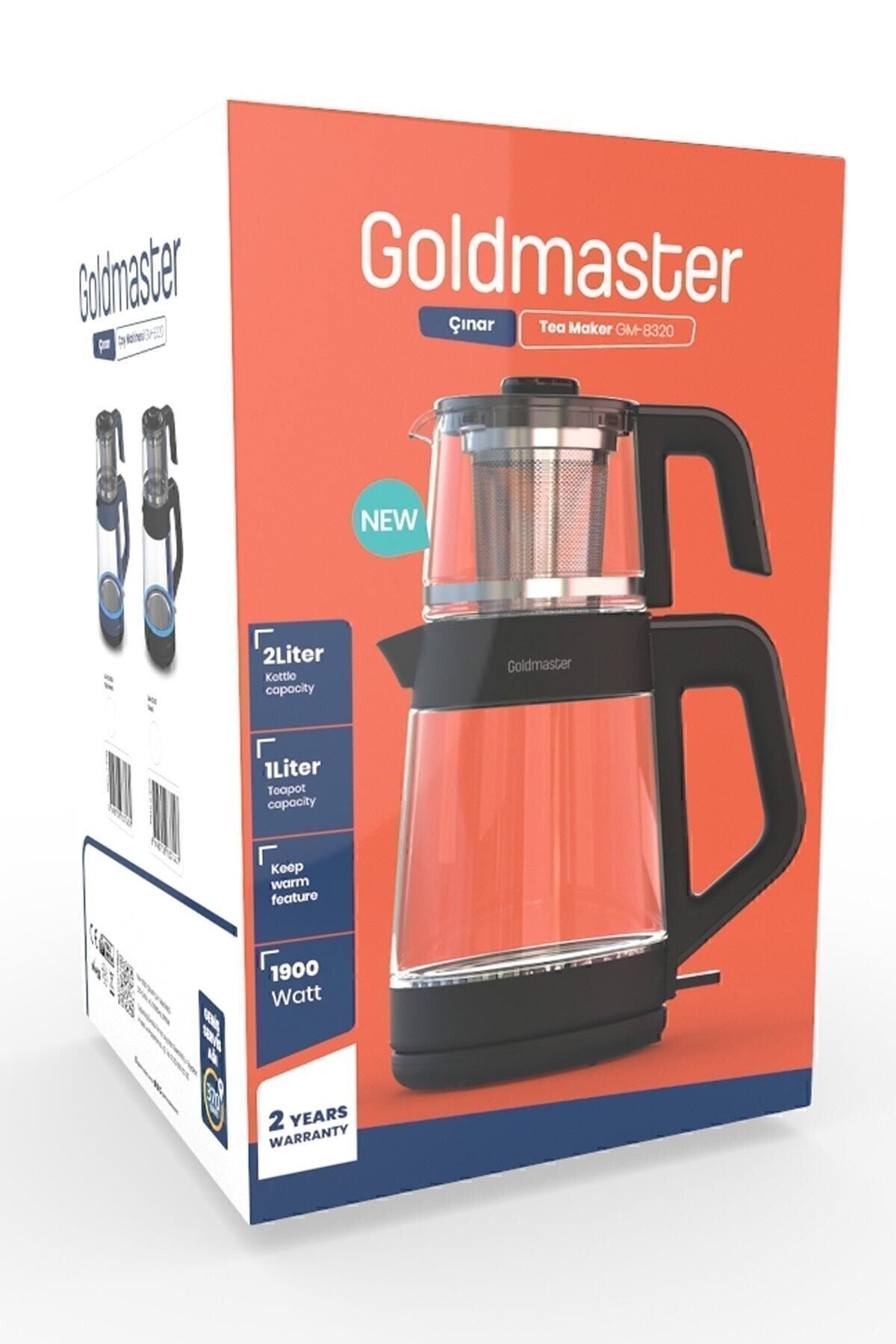 GoldMaster cinar White Large Capacity German Schott Glass Tea Maker with Teapot and LED Light Water Kettle - MALLTURK