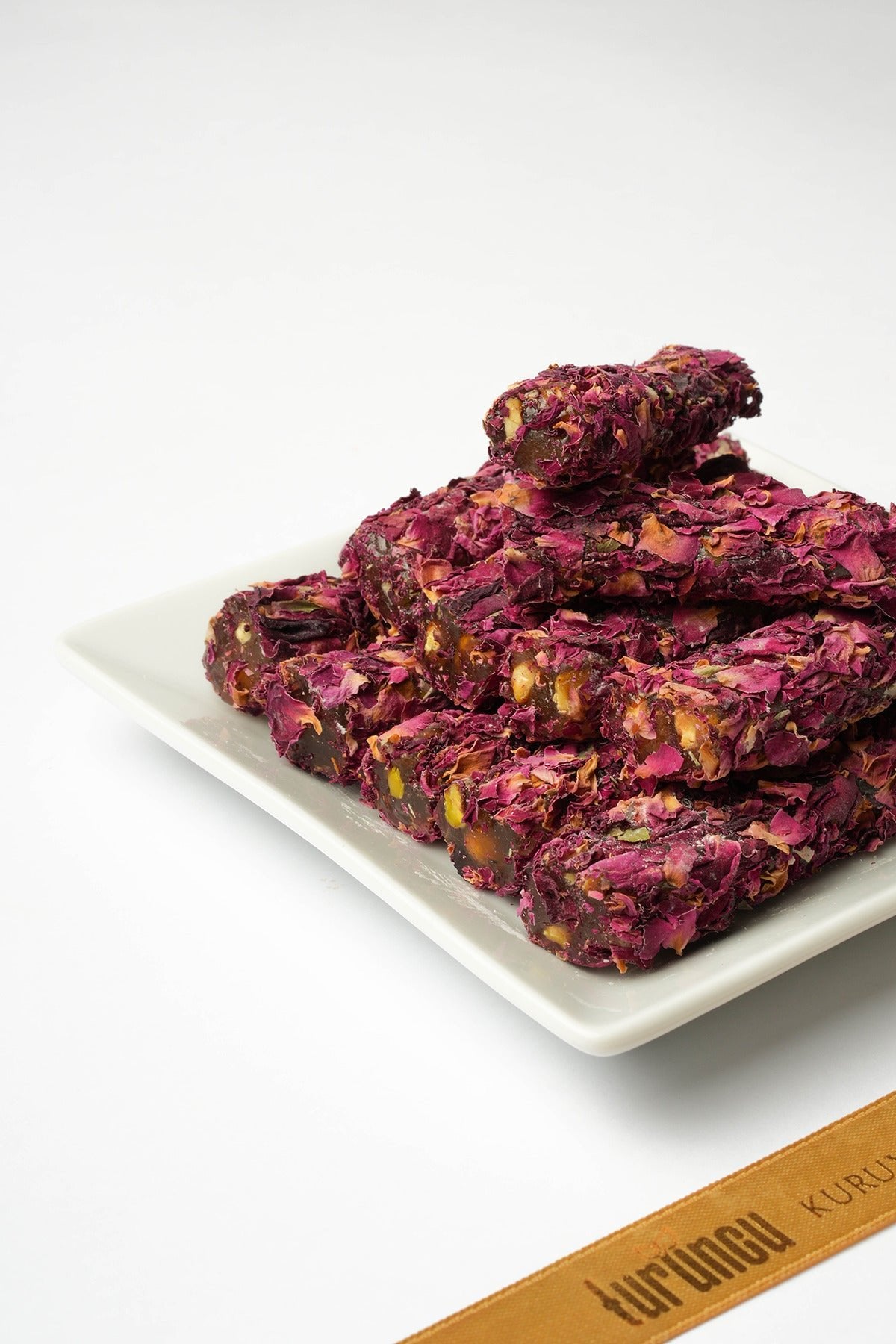 Turuncu Kuruyemis Pistachio Rose Petal fitil Turkish Delight 250 g - MALLTURK