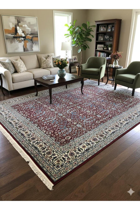 RD RAMAZAN DAG Hand Rug Art Hand-Woven Sumerbank Hereke Rug Signed Seven Mountains Flower Premium Quality Size 300x200 - MALLTURK
