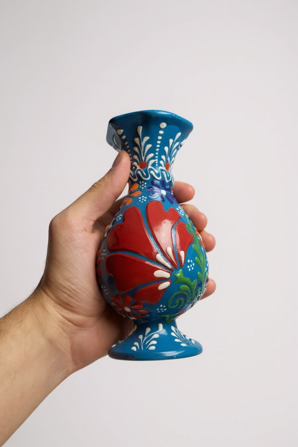 STORESZA Handmade Lace Work 15cm Hyacinth Ceramic Vase Blue - MALLTURK