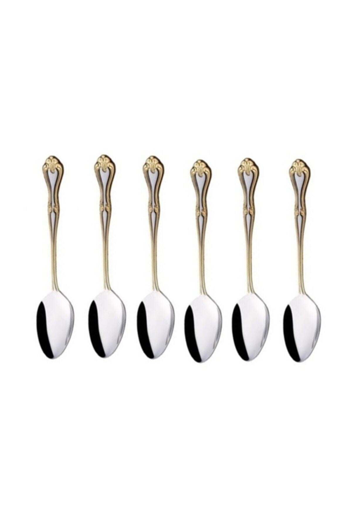 Nehir lalezar Gold Plated Dessert Spoon 12 Piece - MALLTURK