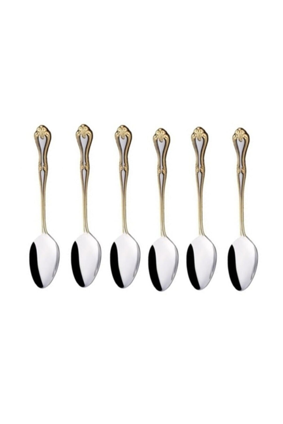 Nehir lalezar Gold Plated Dessert Spoon 12 Piece - MALLTURK