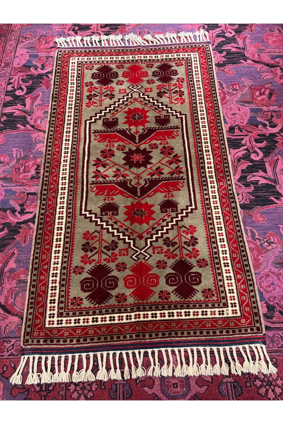 RD RAMAZAN DAG Hand Rug Art Hand-Woven Yagcibedir Rug Wool Fringe with Kirman Wool Woven Size 160x90..