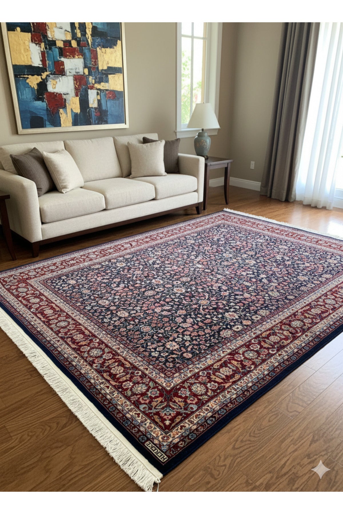 RD RAMAZAN DAG Hand Rug Art Hand-Woven Sumerbank Hereke Rug Signed Seven Mountains Flower Premium Quality Size 295x200 - MALLTURK