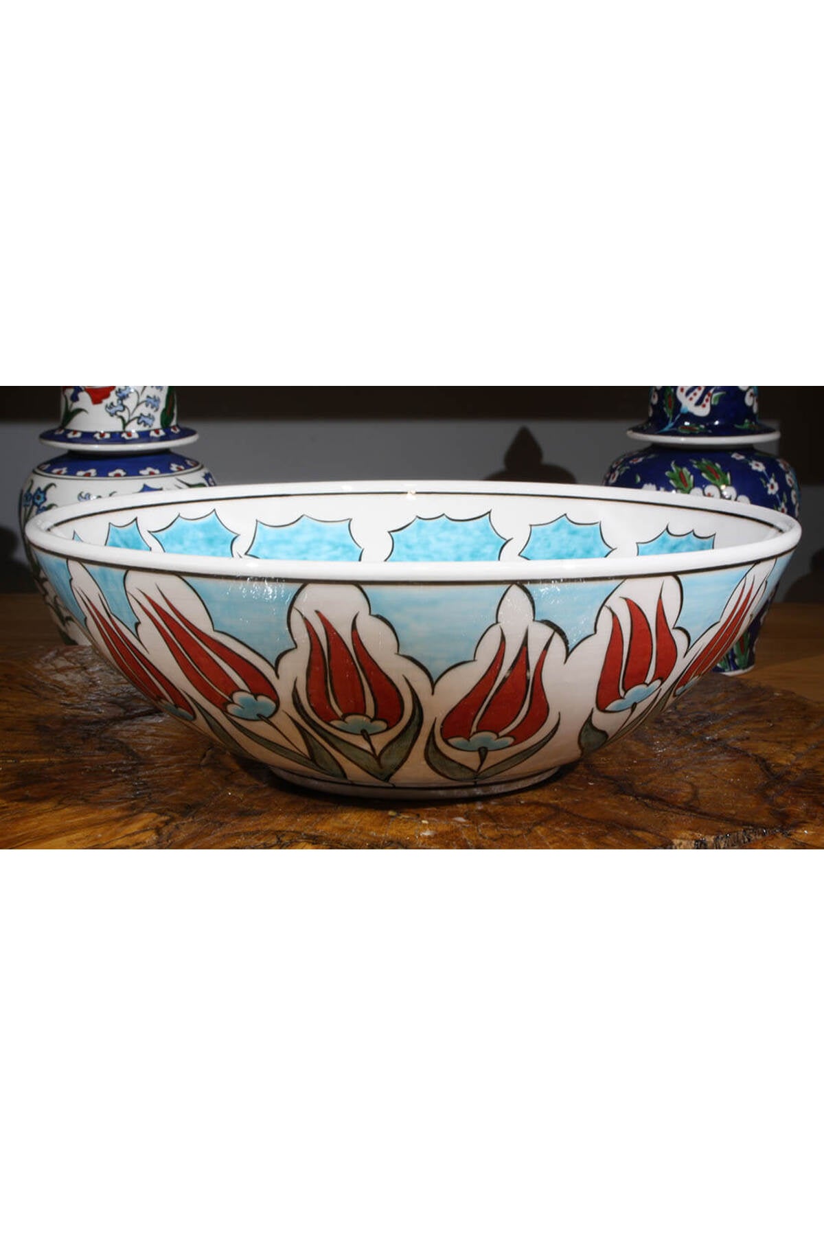 Cini Evi Tulip Patterned 30cm Iznik Bowl - MALLTURK