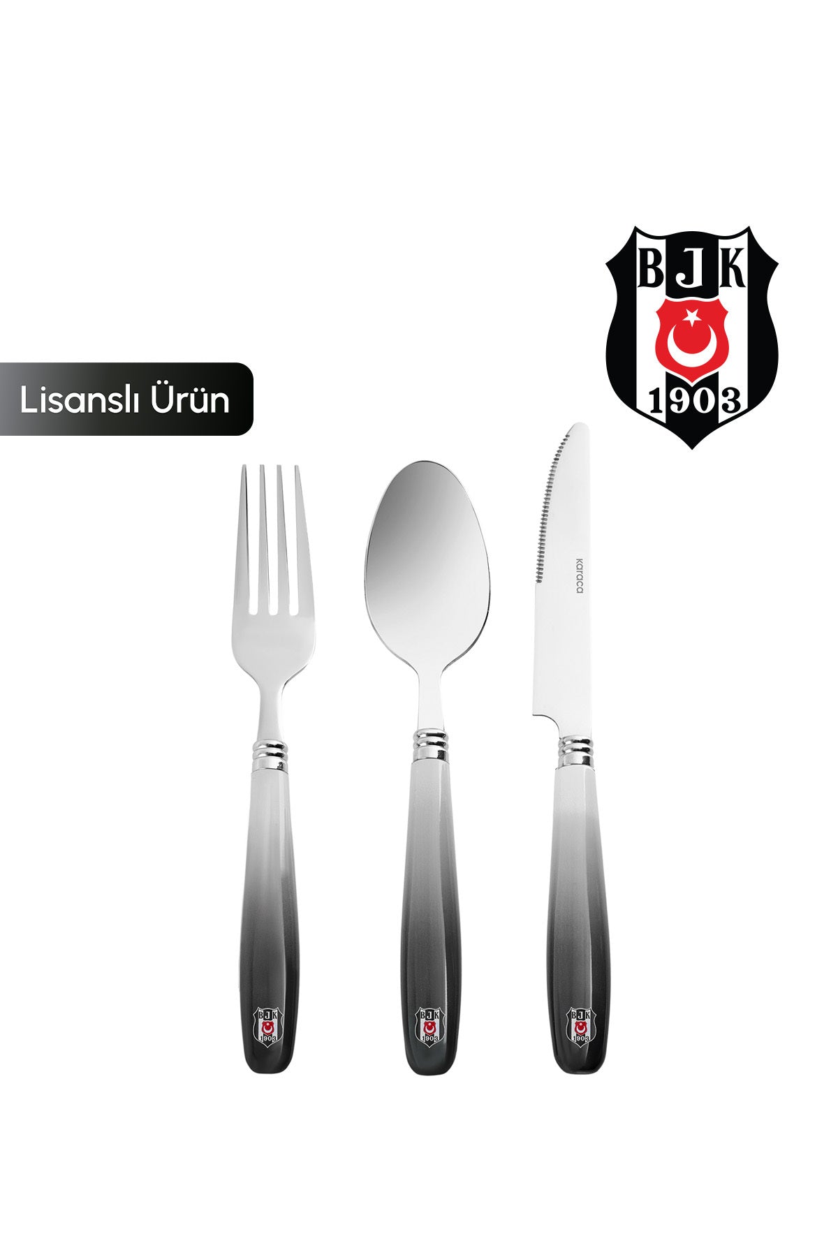 Karaca x besiktas lisansli 18 Piece 6 Place Setting Flatware Set - MALLTURK