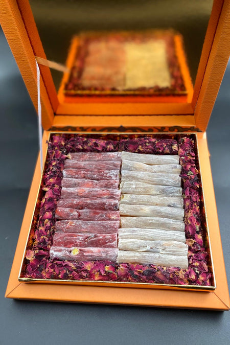 Kutluhan 450 g Assorted Rose Flavored a damlasakizli Pomegranate Flavored parmak fitil turkish delight Turkish Delight 450 g - MALLTURK