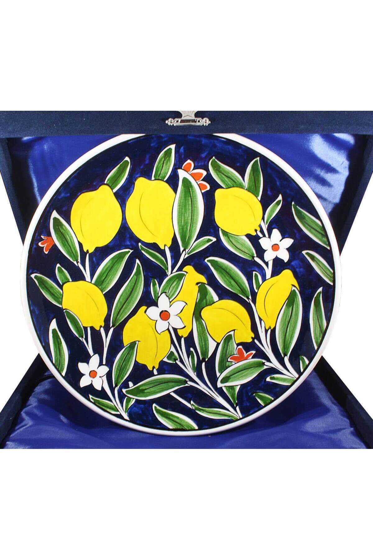 Cini Evi Lemon Patterned Iznik Tile Plate - MALLTURK