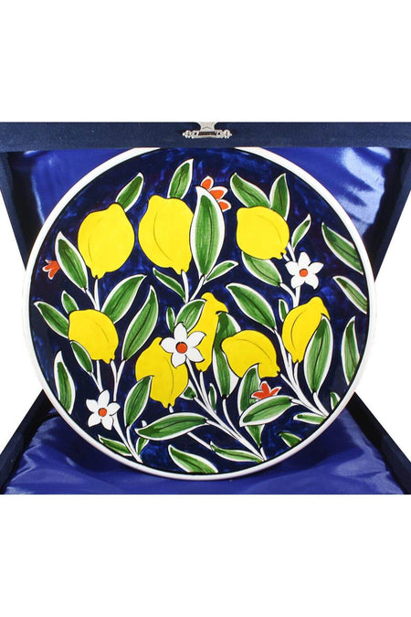 Cini Evi Lemon Patterned Iznik Tile Plate - MALLTURK