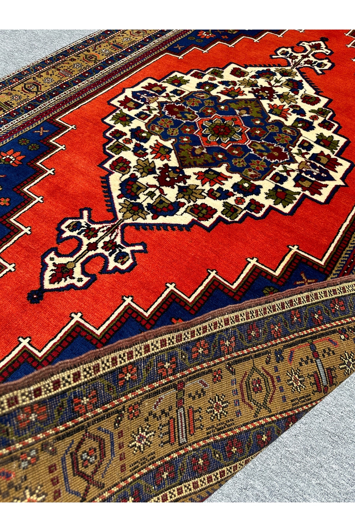 BURAK Rug Hand-Woven Buyuk Taspinar Rug 182x330 Navy Kiremit 6 m2 Natural Dye Rug