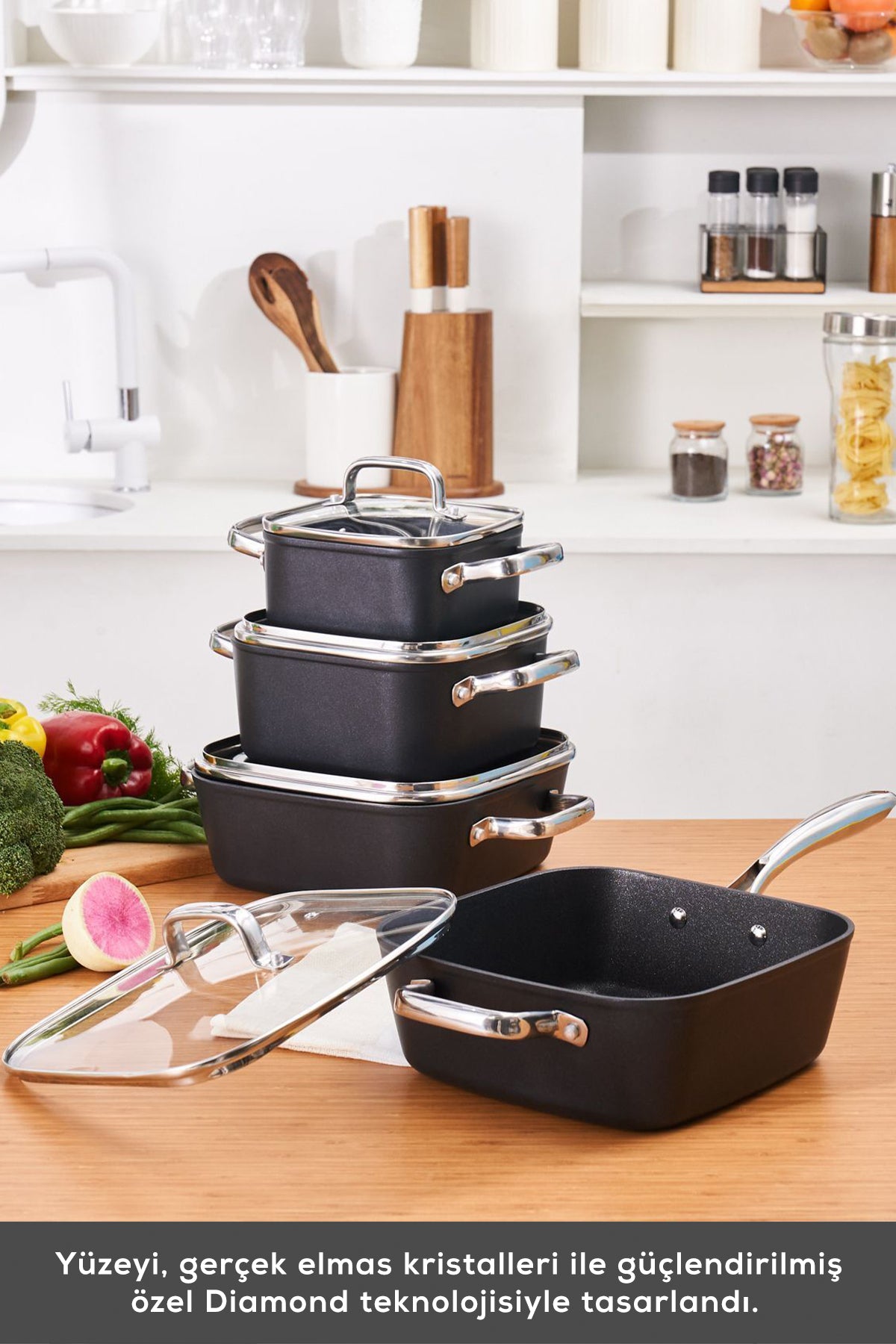 Karaca Biodiamond Quattro Induction Compatible 8 Piece Cookware Set - MALLTURK