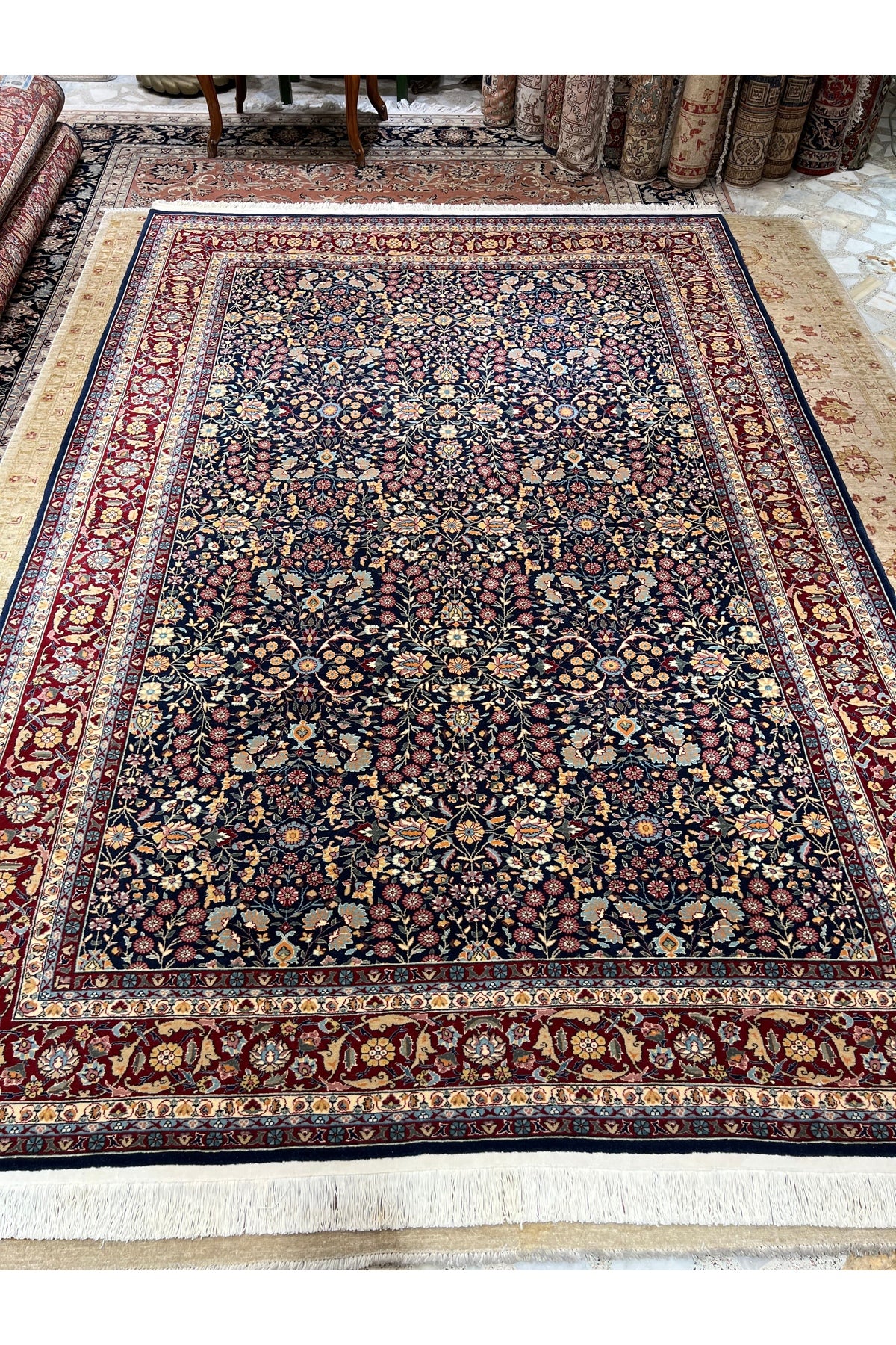 RD RAMAZAN DAG Hand Rug Art Hand-Woven Hereke Rug Imzalidir Seven Mountains Flower Design Premium Quality Natural Dye Size 3x2 - MALLTURK