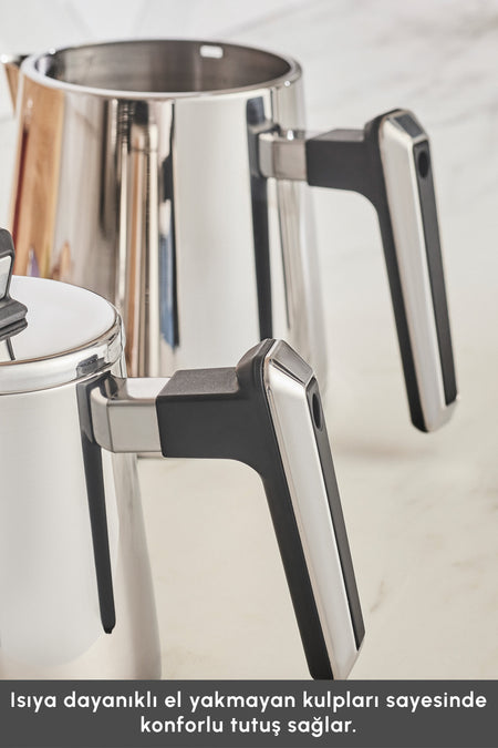 Karaca Space Powersteel Pro 316+ Stainless Steel induction Base Midi Teapot Set - MALLTURK