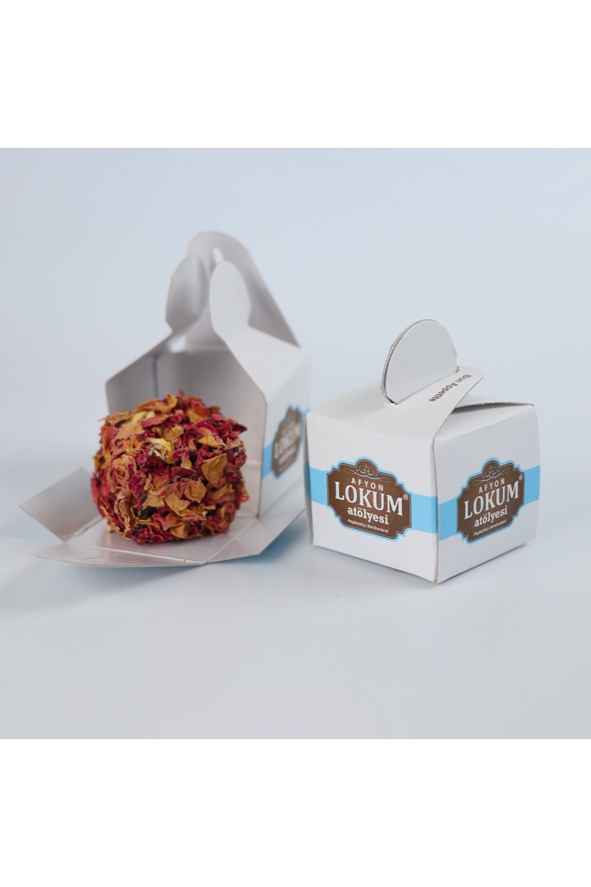 Lokum Atolyesi Pistachio Turkish Delight Rose yapragi Coated 250g 10 Pieces Single Boxes - MALLTURK