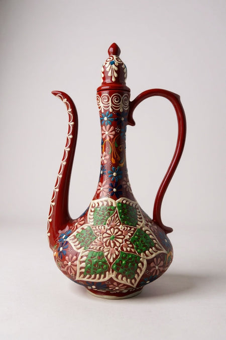 STORESZA Handmade 30cm Embossed and Lace-Work Delicate Jug Ceramic Vase - MALLTURK