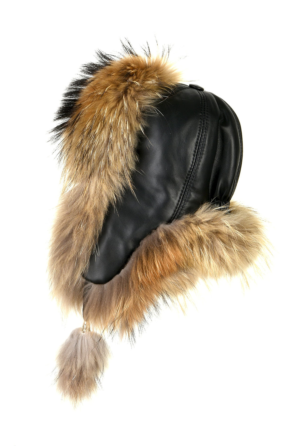 Fubileather Winter Genuine Leather Ushanka Women's Hat Black